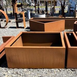 Corten Raised Garden Beds Front Square Back Triangle, Hexagon