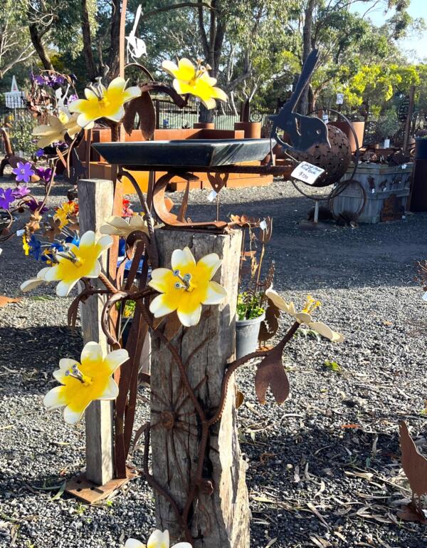 Large Post Bird Bath - Yellow Cropped